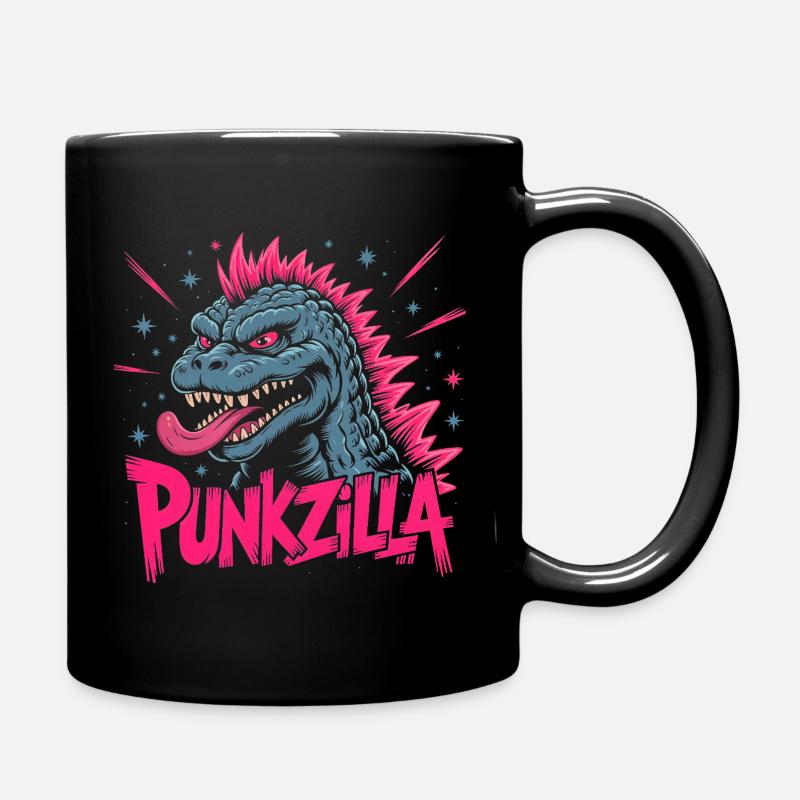 Punkzilla lustige Punkrock-Dinosaurier-Monsterkunst - Tasse einfarbig - Schwarz