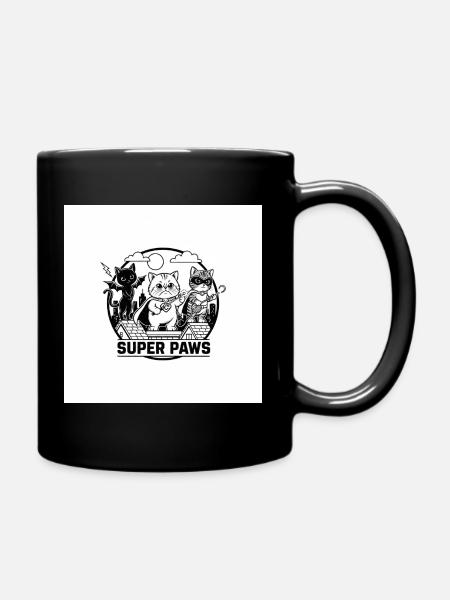 Super Paws Band Cats - Full Colour Mug - black