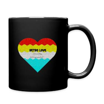 Retro Heart Love in Colorful Gradient - Full Colour Mug - black - Right