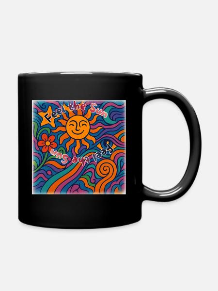 Feel the Sun - Summer Design - Full Colour Mug - black