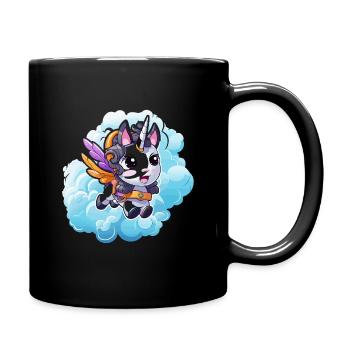 Little Unicorn Pony Cloud Flight - Full Colour Mug - black - Right