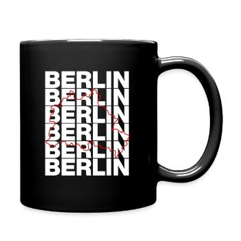 BUNDESLAND BERLIN, DIE HAUPTSTADT! LANDESGRENZE - Tasse einfarbig - Schwarz - Rechts