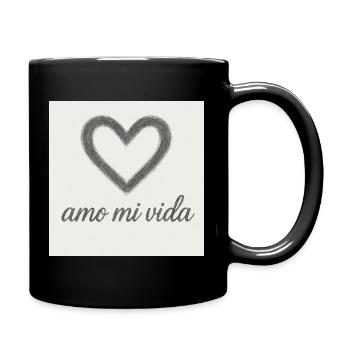 Herz und Lebensfreude - Tasse einfarbig - Schwarz - Rechts
