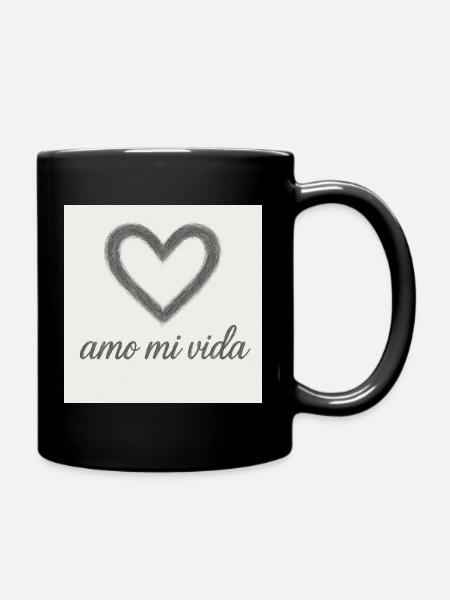 Heart and joy of life - Full Colour Mug - black