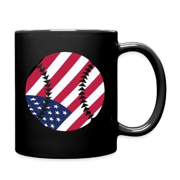 USA Patriotic Softball American Flag Sports Art - Full Colour Mug - black - Right