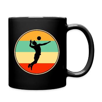 olleyball Player Retro Sunset Vintage Silhouette - Full Colour Mug - black - Right