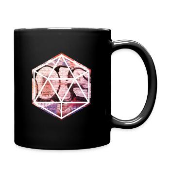 Geometrisches Graffiti-Prisma über Ziegelmauer - Tasse einfarbig - Schwarz - Rechts
