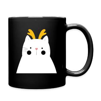 Chat blanc aux bois dorés - Mug uni - noir - Droite