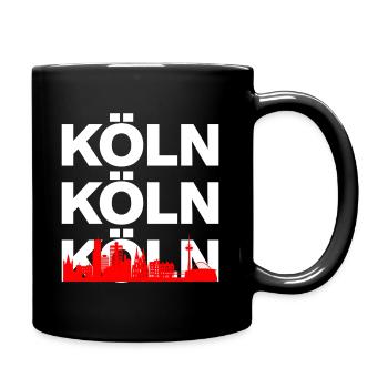 KÖLN SKYLINE – DOMSTADT PRIDE! KÖLLE MING HÄTZ - Tasse einfarbig - Schwarz - Rechts