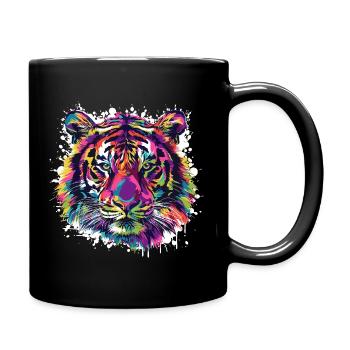 Tiger Animal Splash of Color - Full Colour Mug - black - Right