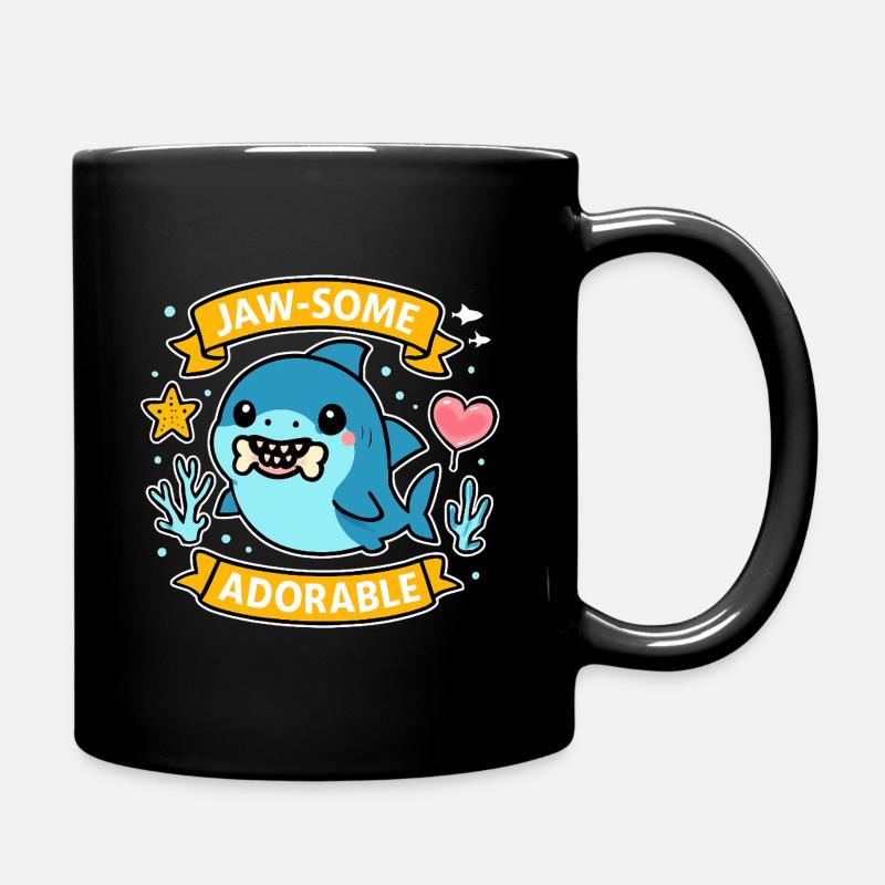 Jaw-Some Adorable Hai Cartoon - Tasse einfarbig - Schwarz