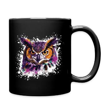 Eule Tier Nachteule - Tasse einfarbig - Schwarz - Rechts