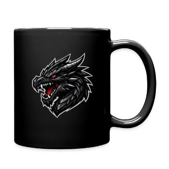 Drachenkopf mit rotem Blick - Tasse einfarbig - Schwarz - Rechts