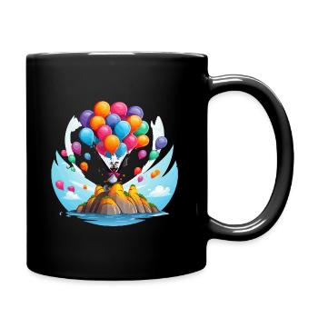 Balloon Island Clown with Color Balloons - Full Colour Mug - black - Right