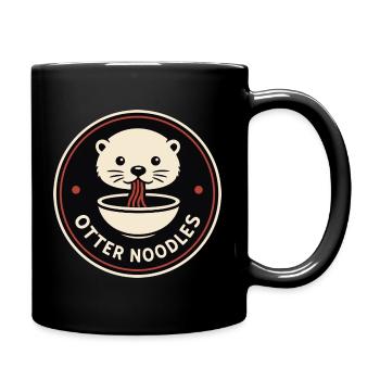 Otter Noodles Emblem – Minimal Streetwear Badge - Full Colour Mug - black - Right