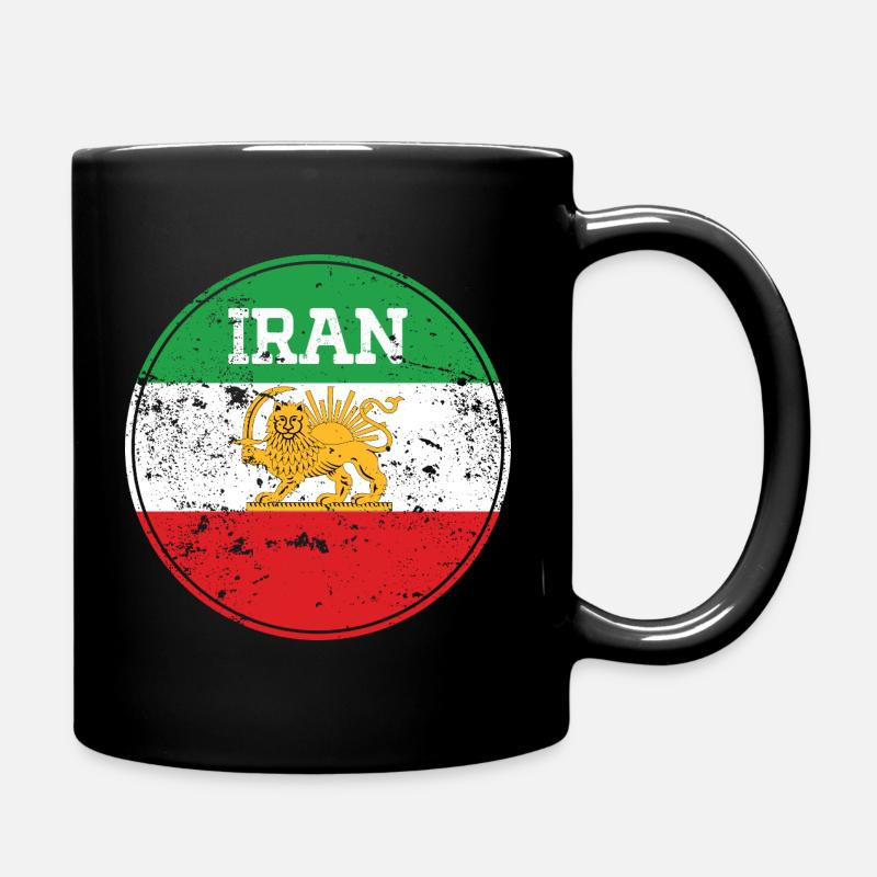Vintage Iran Lion Emblem Round - Tasse einfarbig - Schwarz