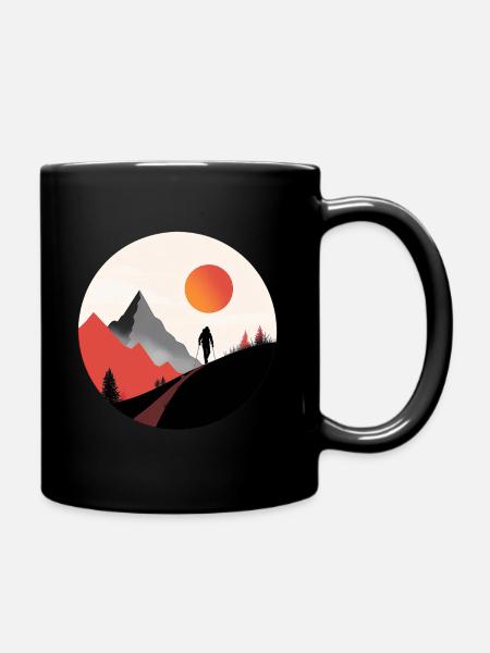 Walking in the mountains, a passion for hikers - Full Colour Mug - black