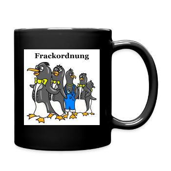 Lustiger Pinguin Cartoon – Frackordnung Motiv weiß - Tasse einfarbig - Schwarz - Rechts