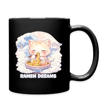 Kawaii Cat Ramen Noodles Anime Cat - Full Colour Mug - black - Right