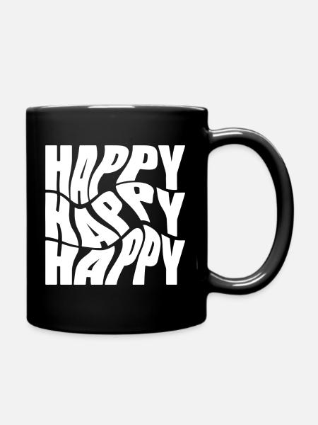Bold Happy Graffiti Typography - Full Colour Mug - black
