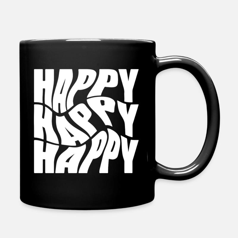Fettgedruckte Happy Graffiti-Typografie - Tasse einfarbig - Schwarz