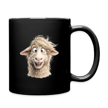 Happy Sheep Portrait - Full Colour Mug - black - Right