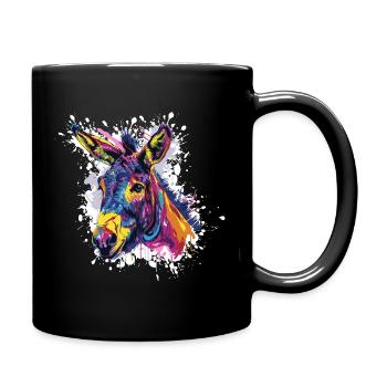 Portrait pop art de l’âne arc-en-ciel - Mug uni - noir - Droite