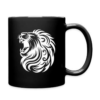 Roaring lion with elegant mane and teeth - Full Colour Mug - black - Right