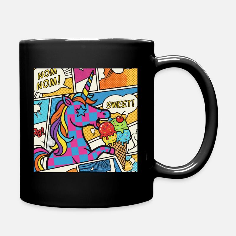 Unicorn Pop Art Delight Rainbow - Full Colour Mug - black
