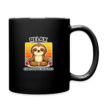 Entspanntes Faultier Meditation - Tasse einfarbig - Schwarz - Rechts