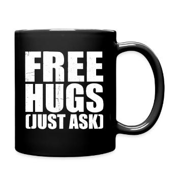 Câlins gratuits, il suffit de demander un texto angoissé - Mug uni - noir - Droite