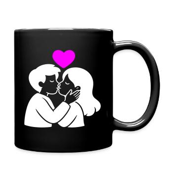 Verliebt Paar Herz Liebe - Tasse einfarbig - Schwarz - Rechts