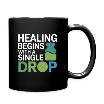 Die Homöopathie-Heilung beginnt professionell mit Einzeltropfen - Tasse einfarbig - Schwarz - Rechts