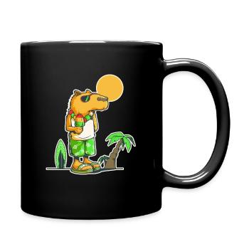 Capybara am Strand - Tasse einfarbig - Schwarz - Rechts