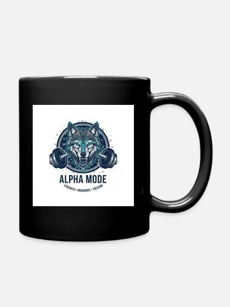 ALPHA_MODE_WOLF - Full Colour Mug - black