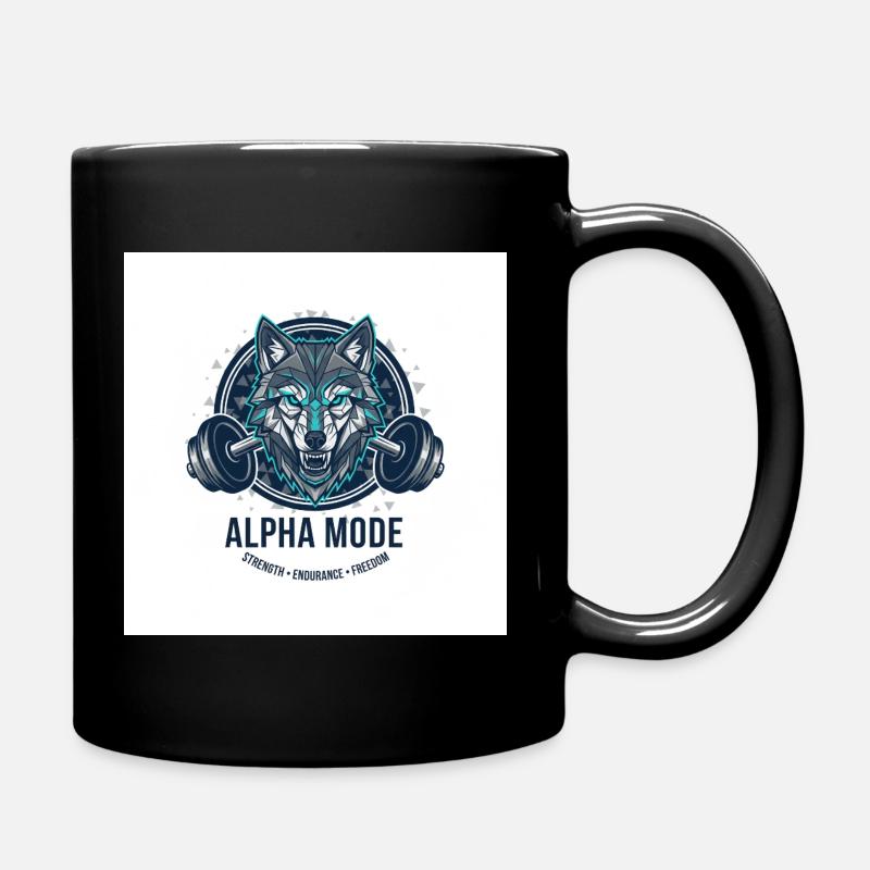 ALPHA_MODE_WOLF - Full Colour Mug - black