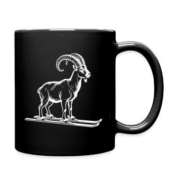 Funny ibex for skiers - Full Colour Mug - black - Right