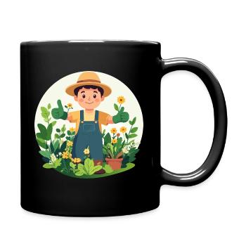 Gärtner Grüner Daumen Pflanzenversteher Motiv - Tasse einfarbig - Schwarz - Rechts