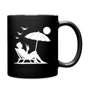 Entspannung im Liegestuhl am Strand - Tasse einfarbig - Schwarz - Rechts