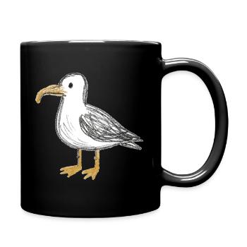 Croquis d’oiseau côtier Mouette Mouette Mouette Nord de l’Allemagne - Mug uni - noir - Droite