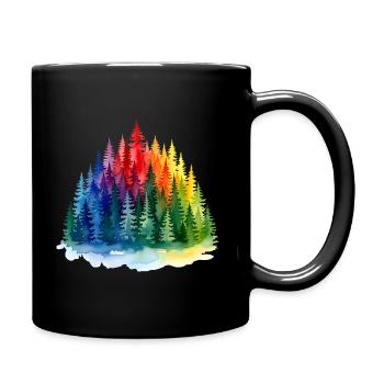 Regenbogenwald Silhouette Rainbow forest - Tasse einfarbig - Schwarz - Rechts
