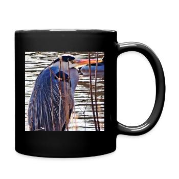 Graureiher am See - Naturfotografie Wildlife - Tasse einfarbig - Schwarz - Rechts