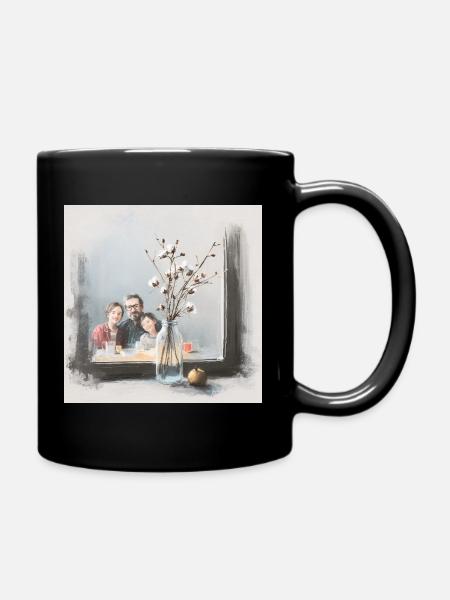 Family breakfast - Full Colour Mug - black