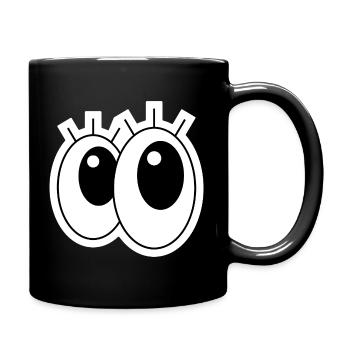 Riesenaugen im Cartoon-Stil - Tasse einfarbig - Schwarz - Rechts
