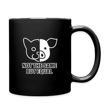 Katze Schwein - Tasse einfarbig - Schwarz - Rechts