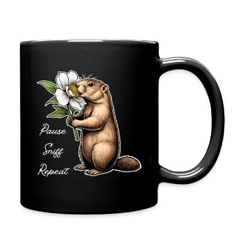 Marmot: Break, sniff, carry on - Full Colour Mug - black - Right