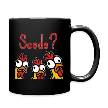 Crazy Chickens Eating Grains Hobby - Full Colour Mug - black - Right