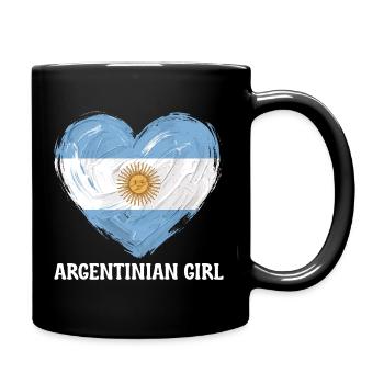 Argentinisches Mädchenherz Fußball - Tasse einfarbig - Schwarz - Rechts