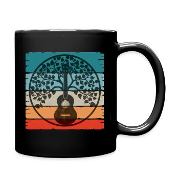 Ukulele Mandala on retro sunset - Full Colour Mug - black - Right