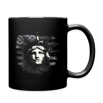 Statue de la Liberté avec drapeau américain - Mug uni - noir - Droite